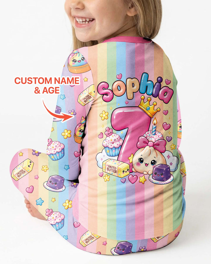 Personalized Squishy Party Birthday Girl Bamboo Two Piece Long Sleeve Pajama Set
