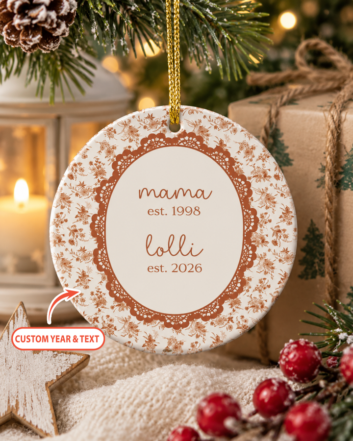 Custom Gift for Grandma Chinoiserie Flower Ceramic Ornament