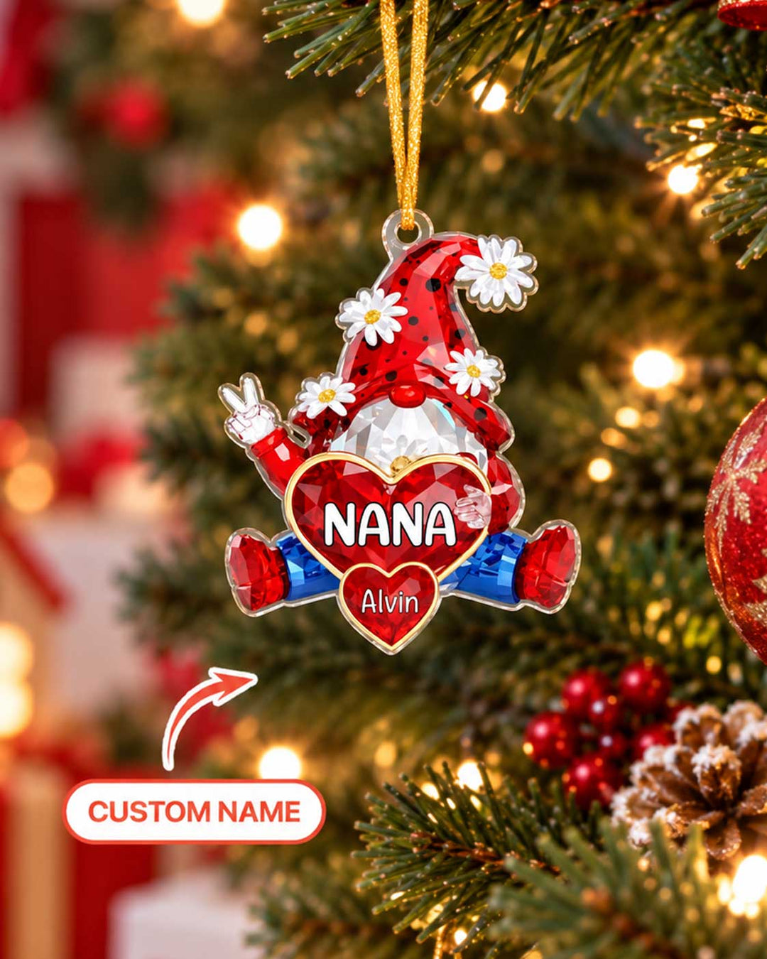 Gnome Grandma's Sweetheart Acrylic Ornament
