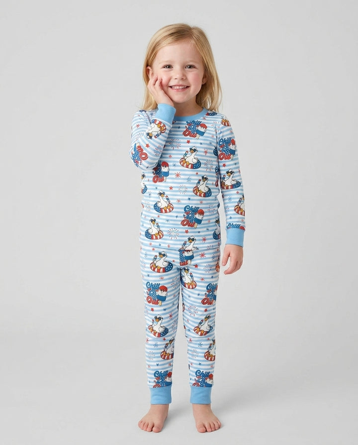 Zweiteiliges Langarm-Pyjama-Set mit Sommerfrüchten