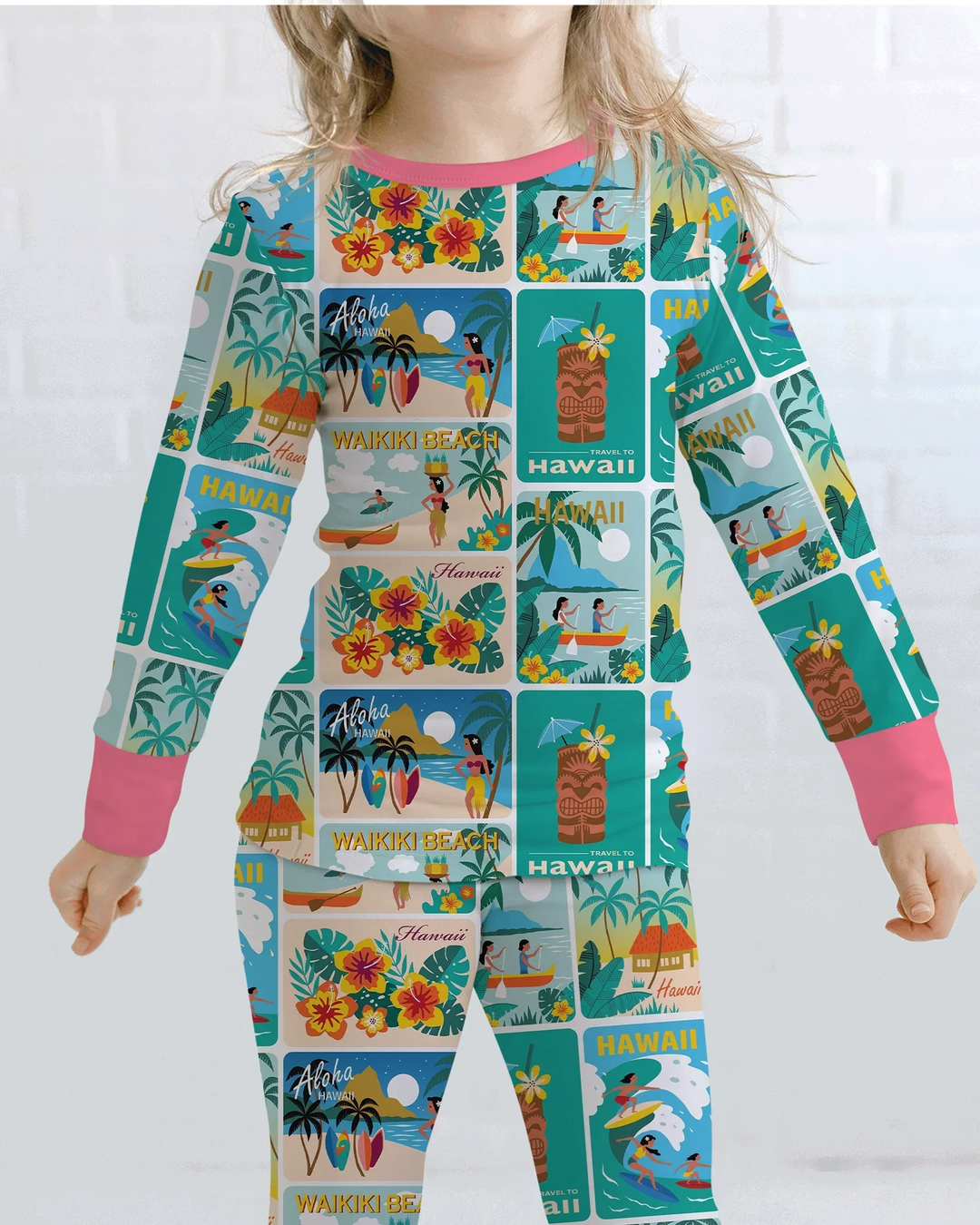 Zweiteiliges Langarm-Pyjama-Set mit Sommerfrüchten