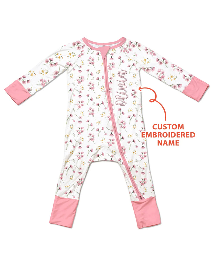 Custom Embroidered Name Floral Whispers Bamboo Convertible Zippy