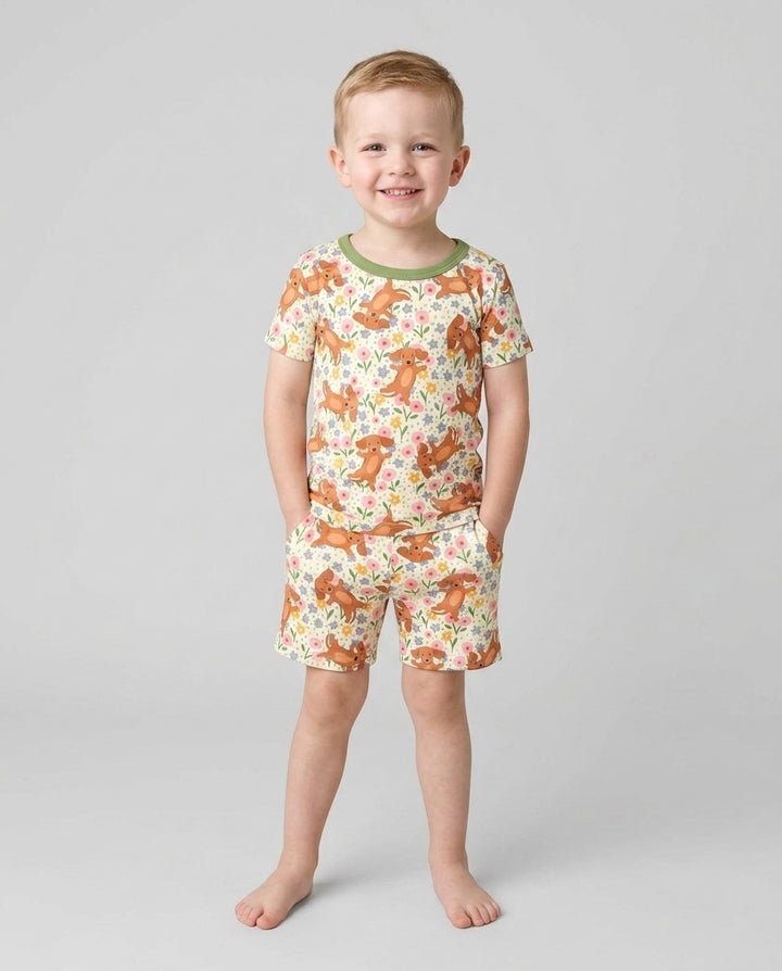Schlafanzug-Set zweiteilig, kurze Ärmel, kurze Hose, Bambus