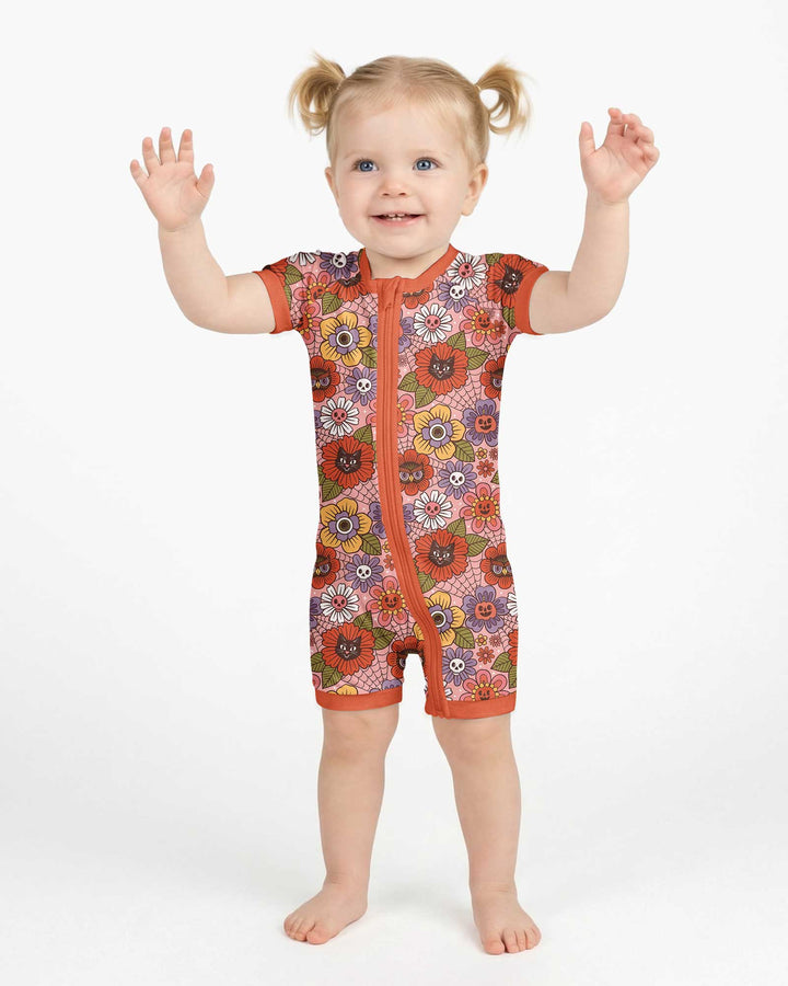 70s Halloween Floral Bamboo Shorty Zippy