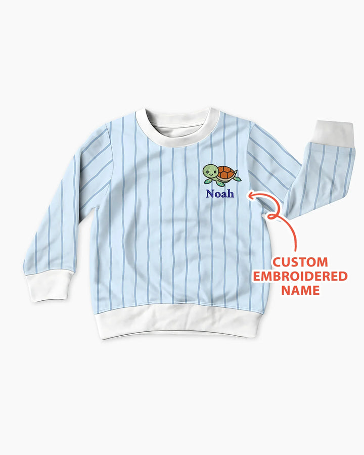Individuell bestickter Name Meeresleben Bambus-Rundhals-Sweatshirt