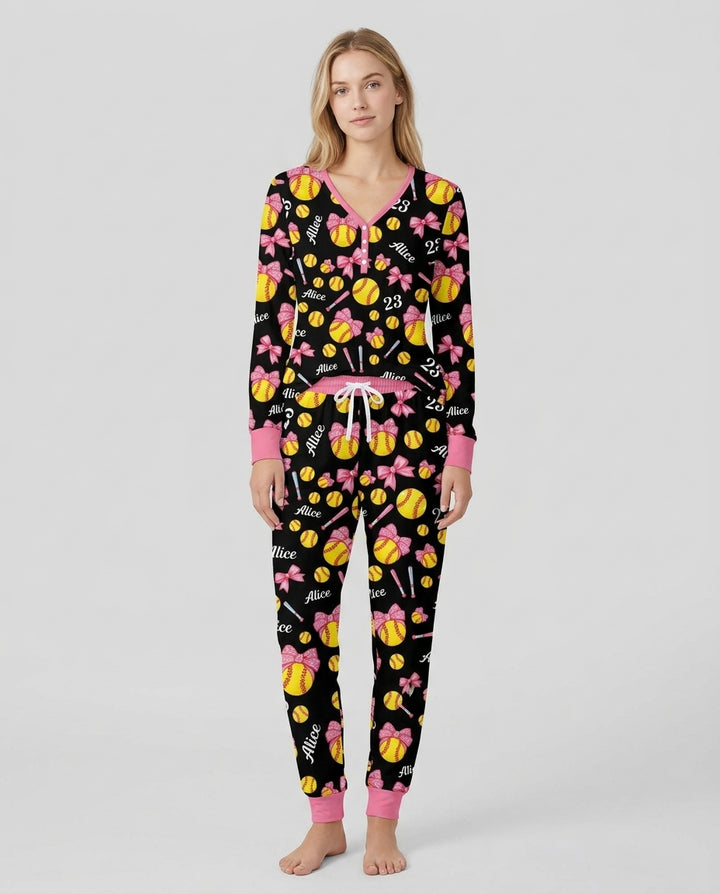 Little Softball Star Bamboo Women Pajama Set
