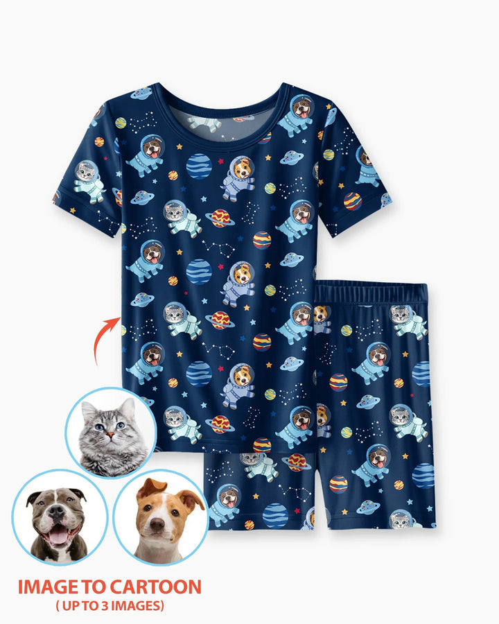 Schlafanzug-Set zweiteilig, kurze Ärmel, kurze Hose, Bambus