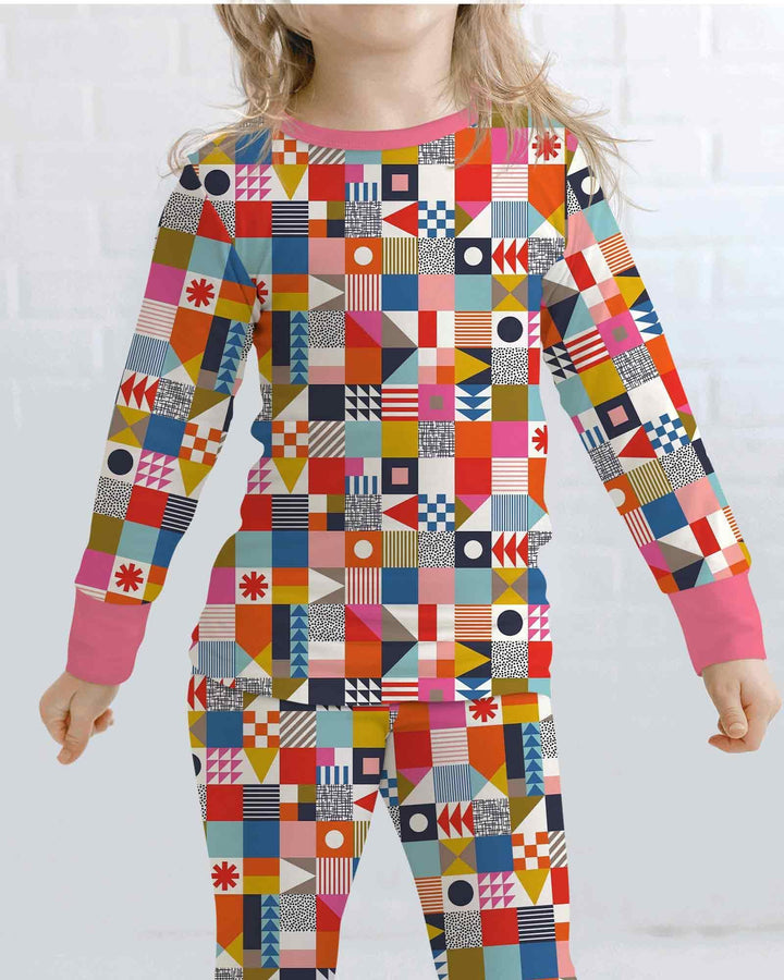 Zweiteiliges Langarm-Pyjama-Set mit Sommerfrüchten