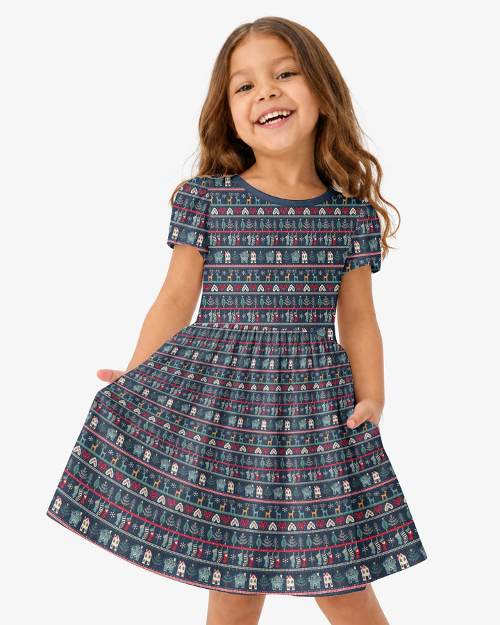 Vintage Nordic Christmas Bamboo Twirl Dress