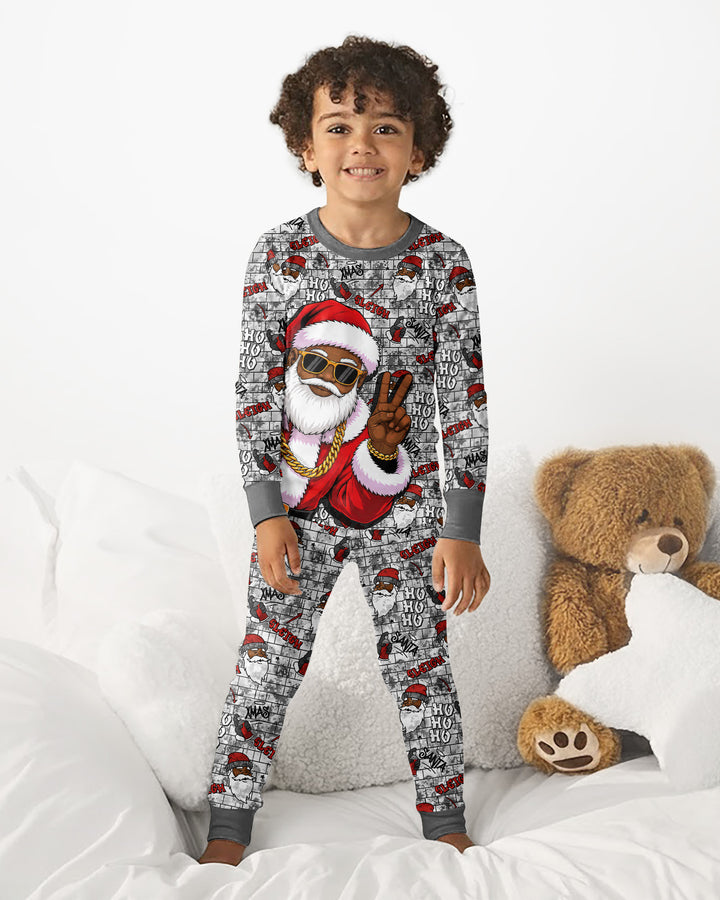 Santa Swag Christmas Bamboo Two Piece Long Sleeve Pajama Set