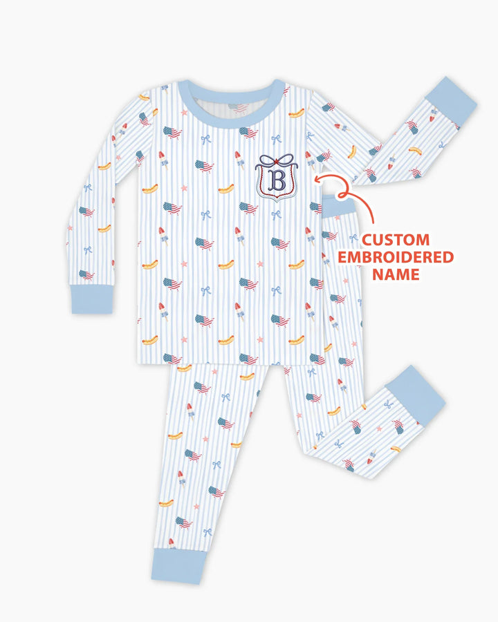 Zweiteiliges Langarm-Pyjama-Set mit Sommerfrüchten