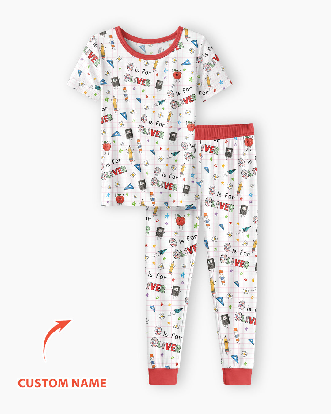Personalized Back To School Bamboo Two Piece Short Sleeve Pajama Set