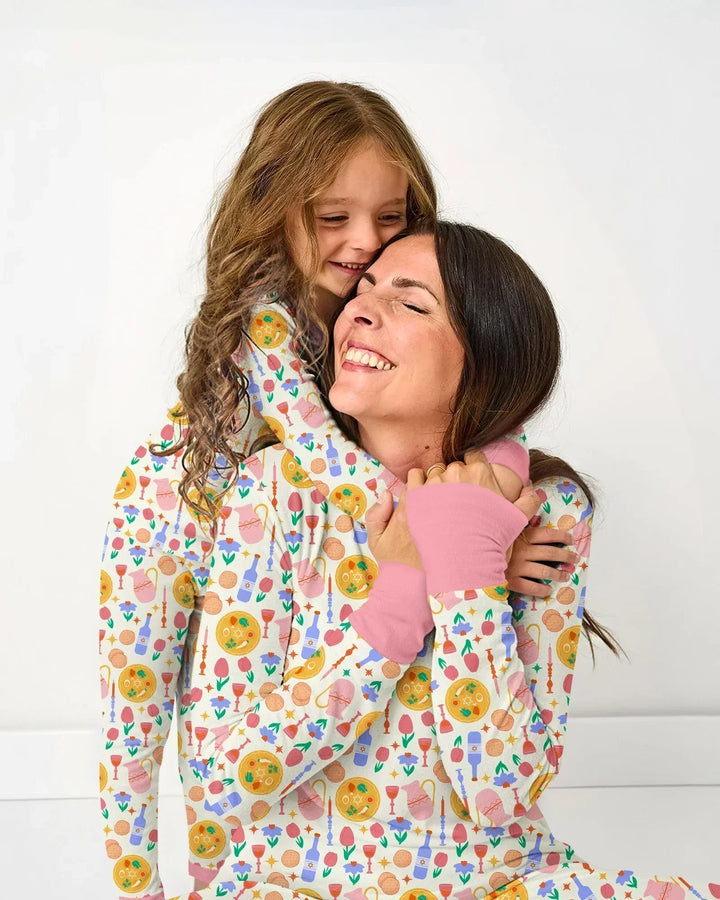 Pessach Sameach Passende Familien-Pyjama-Set aus Bambus für Damen