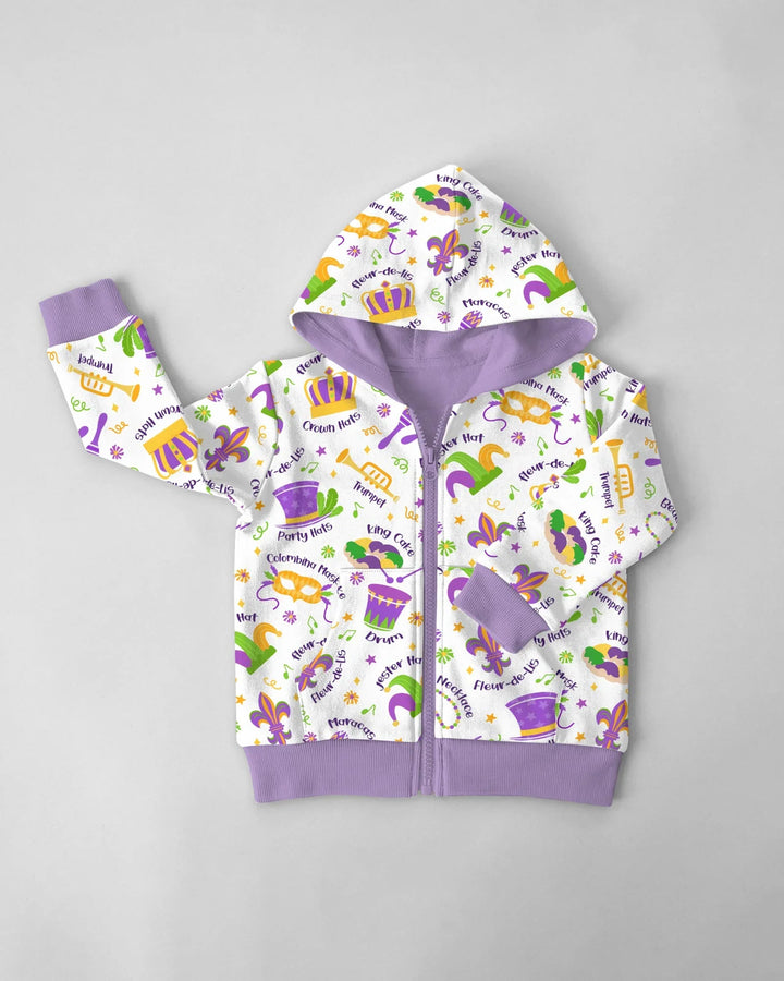 Mardi Gras Familien-Hoodie mit Bambus-Reißverschluss