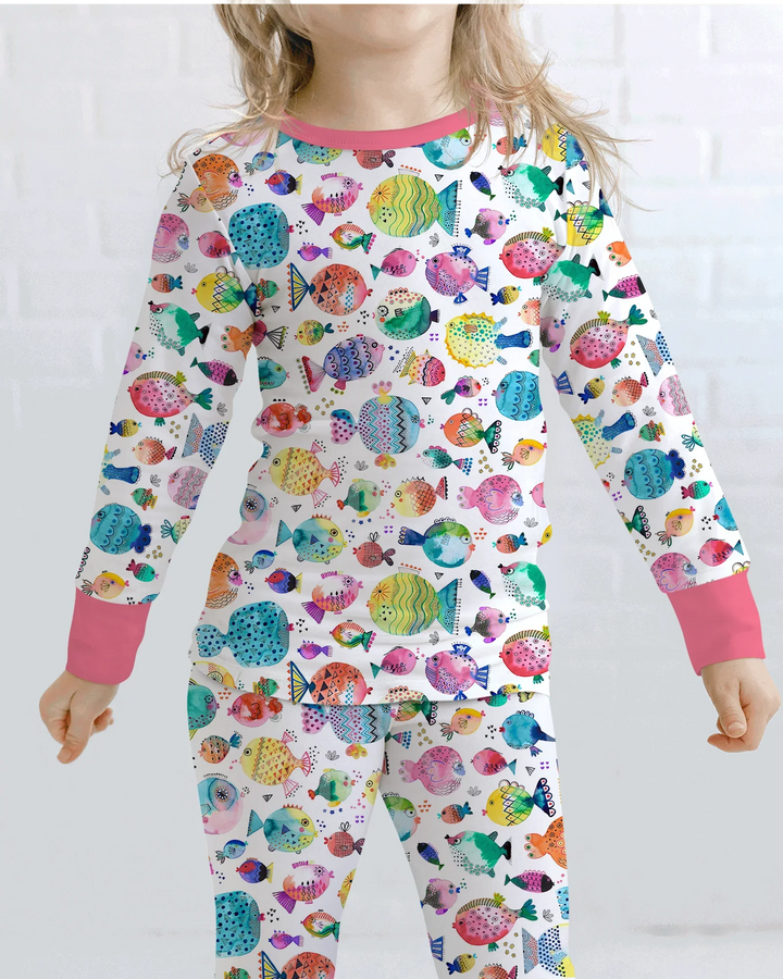Zweiteiliges Langarm-Pyjama-Set mit Sommerfrüchten