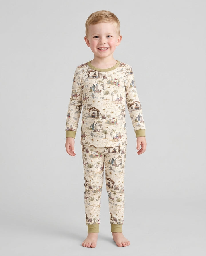 Silent Night Nativity Bamboo Two Piece Long Sleeve Pajama Set