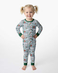 Snowy Christmas Village Map Bamboo Two Piece Long Sleeve Pajama Set