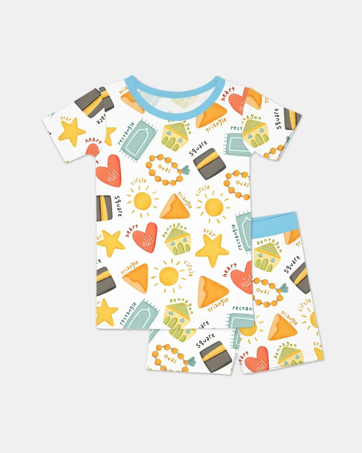 Template Zweiteiliges Pyjama-Set mit kurzen Ärmeln und Shorts