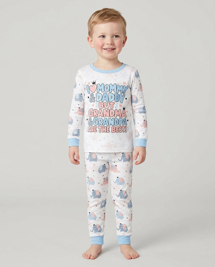 I Love Mommy & Daddy, but Grandma & Grandpa Are the Best! Bamboo Two Piece Long Sleeve Pajama Set