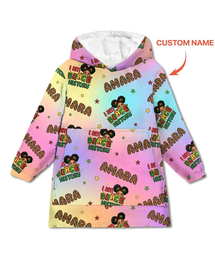 Personalisierter Name I Am Black History Personalisierter Bambus-Decken-Hoodie