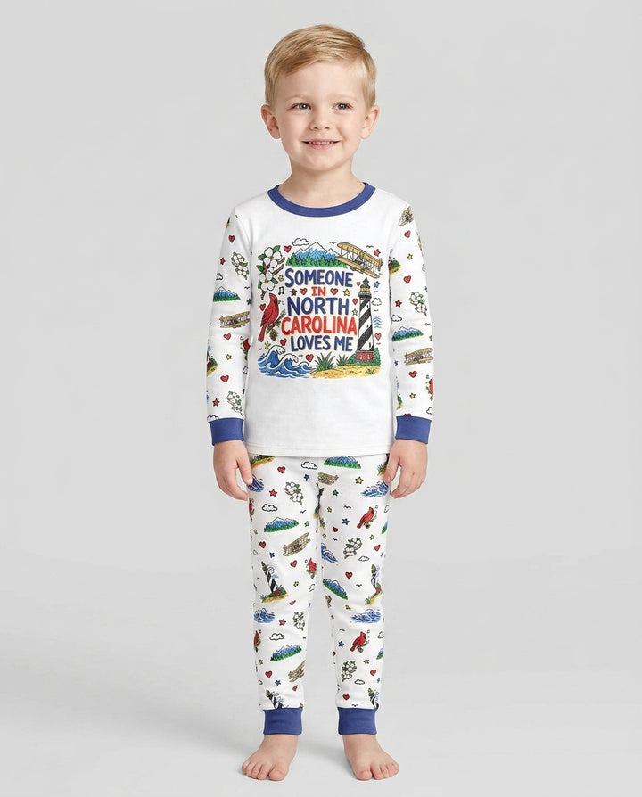 Someone in North Carolina Loves Me Bamboo Two Piece Long Sleeve Pajama Set