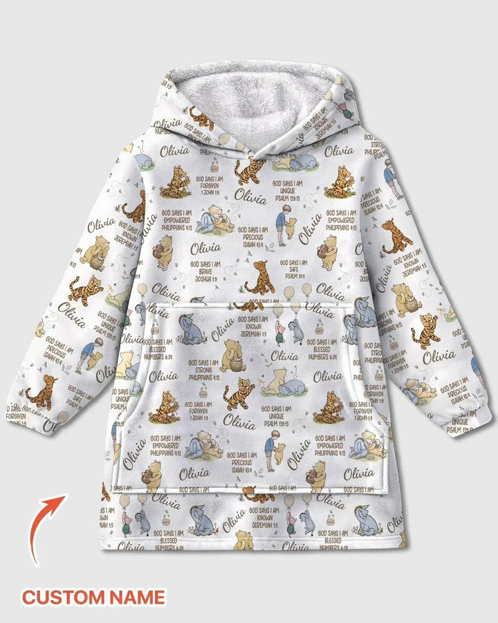 Individueller Name Gott Sagt Ich Bin Klassischer Bär Bambus Decken-Hoodie