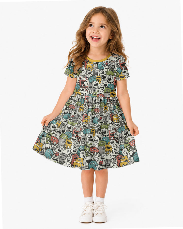 Monsters And Friends Bamboo Twirl Dress