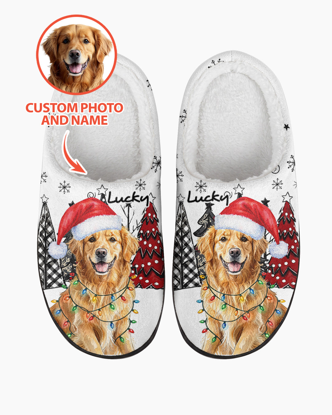 Pet Photo Watercolor Flat Scuff Slipper