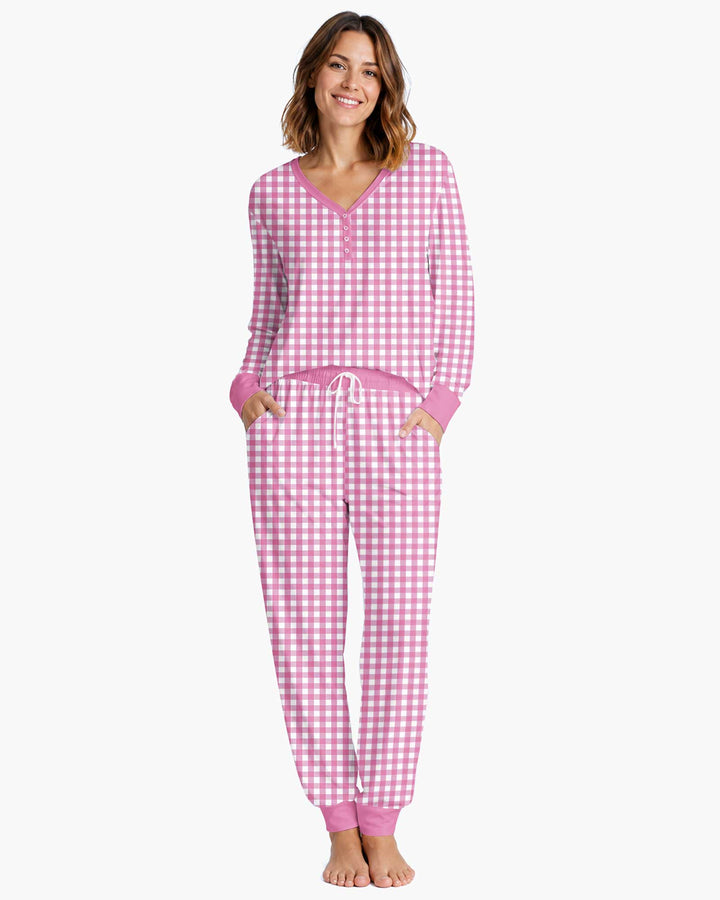 Embroidered Seersucker Bamboo Women Pajama Set