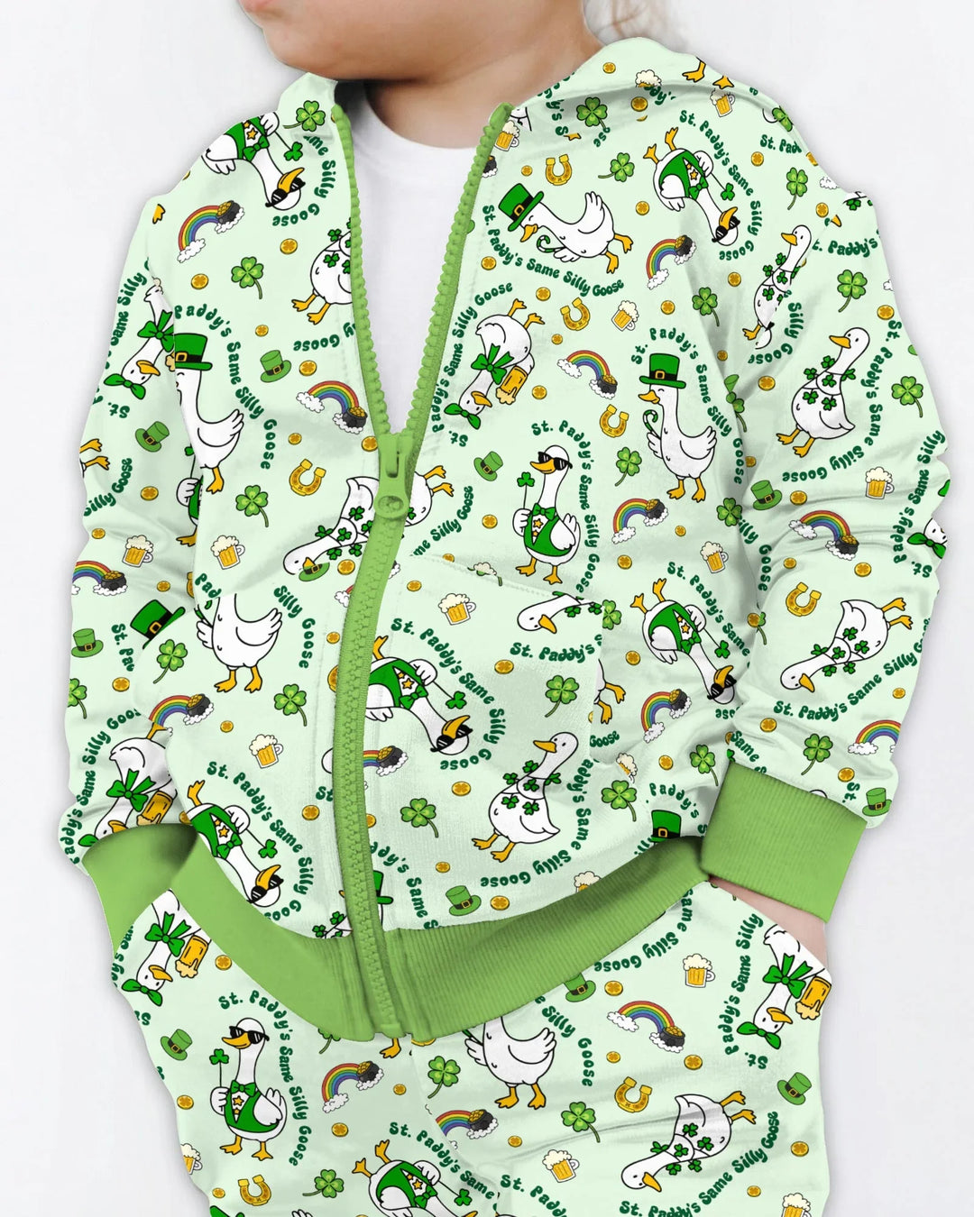 St. Patrick's Day Silly Goose Bamboo Zip Hoodie