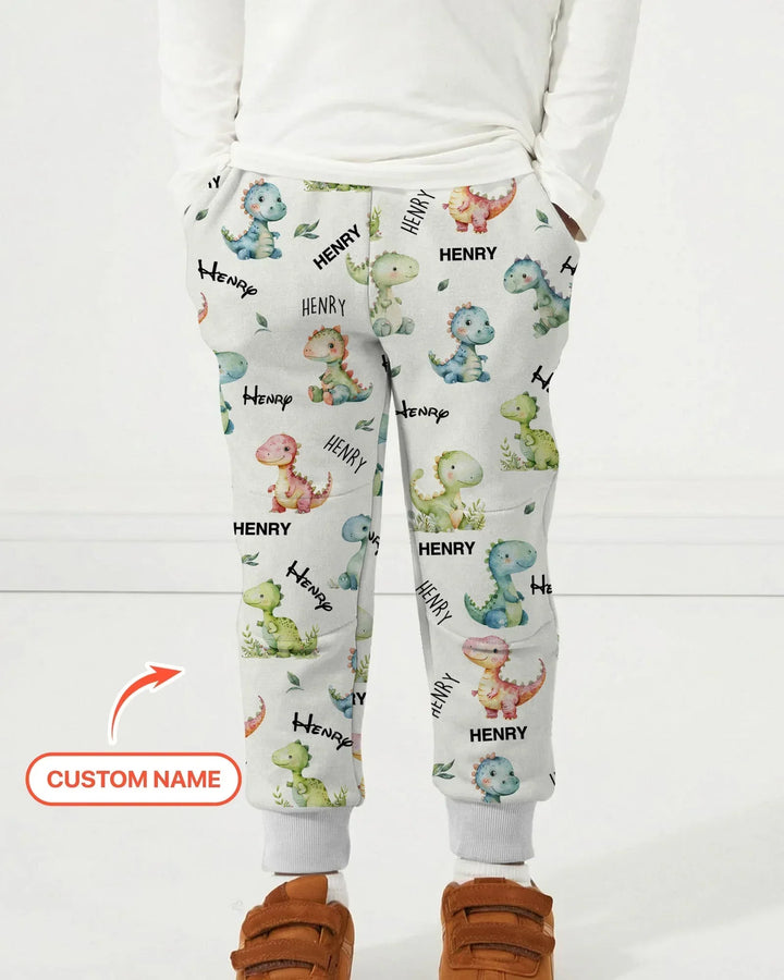 Dinosaur Custom Name Bamboo Jogger