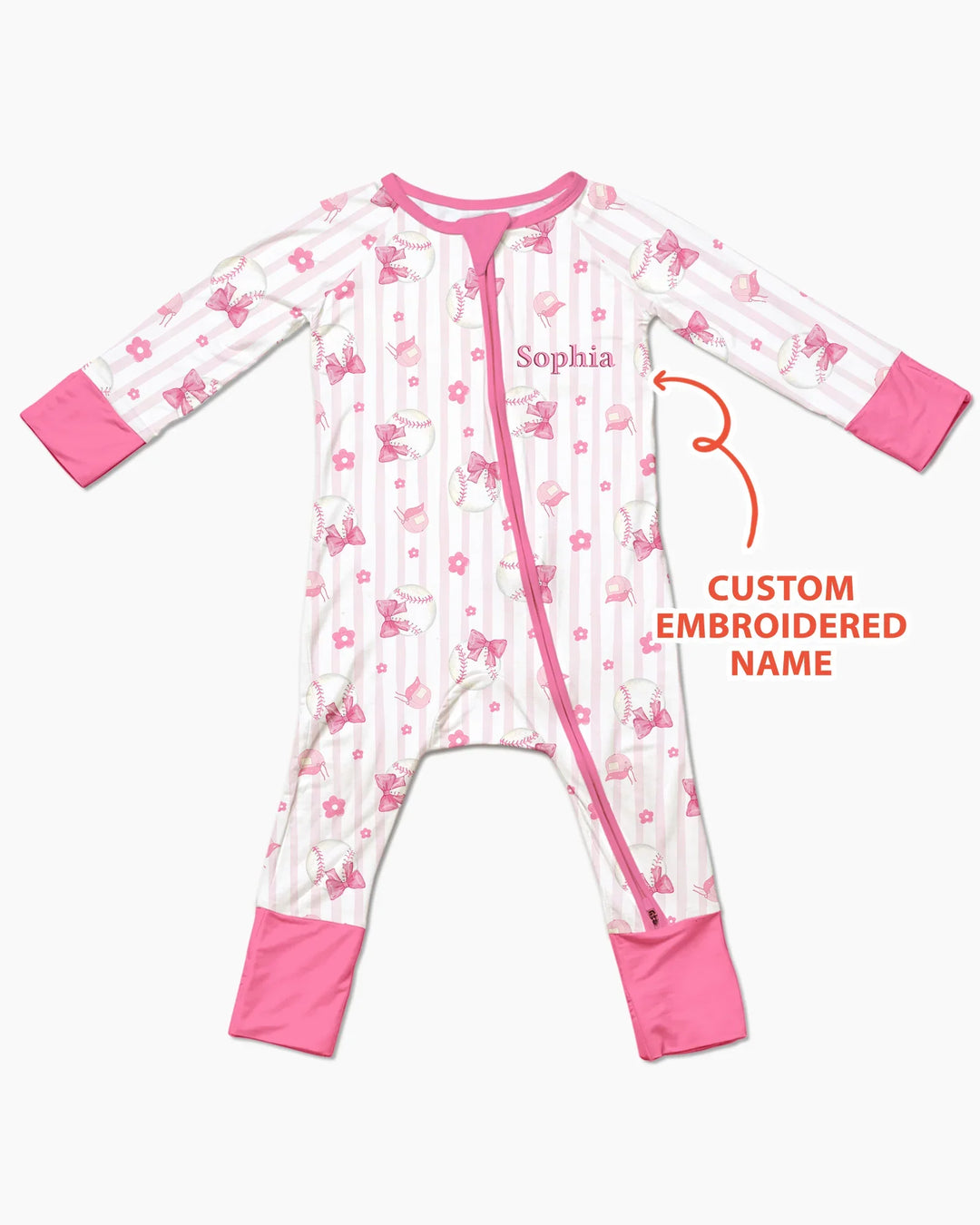 Custom Embroidered Name Baseball Girl Bamboo Convertible Zippy
