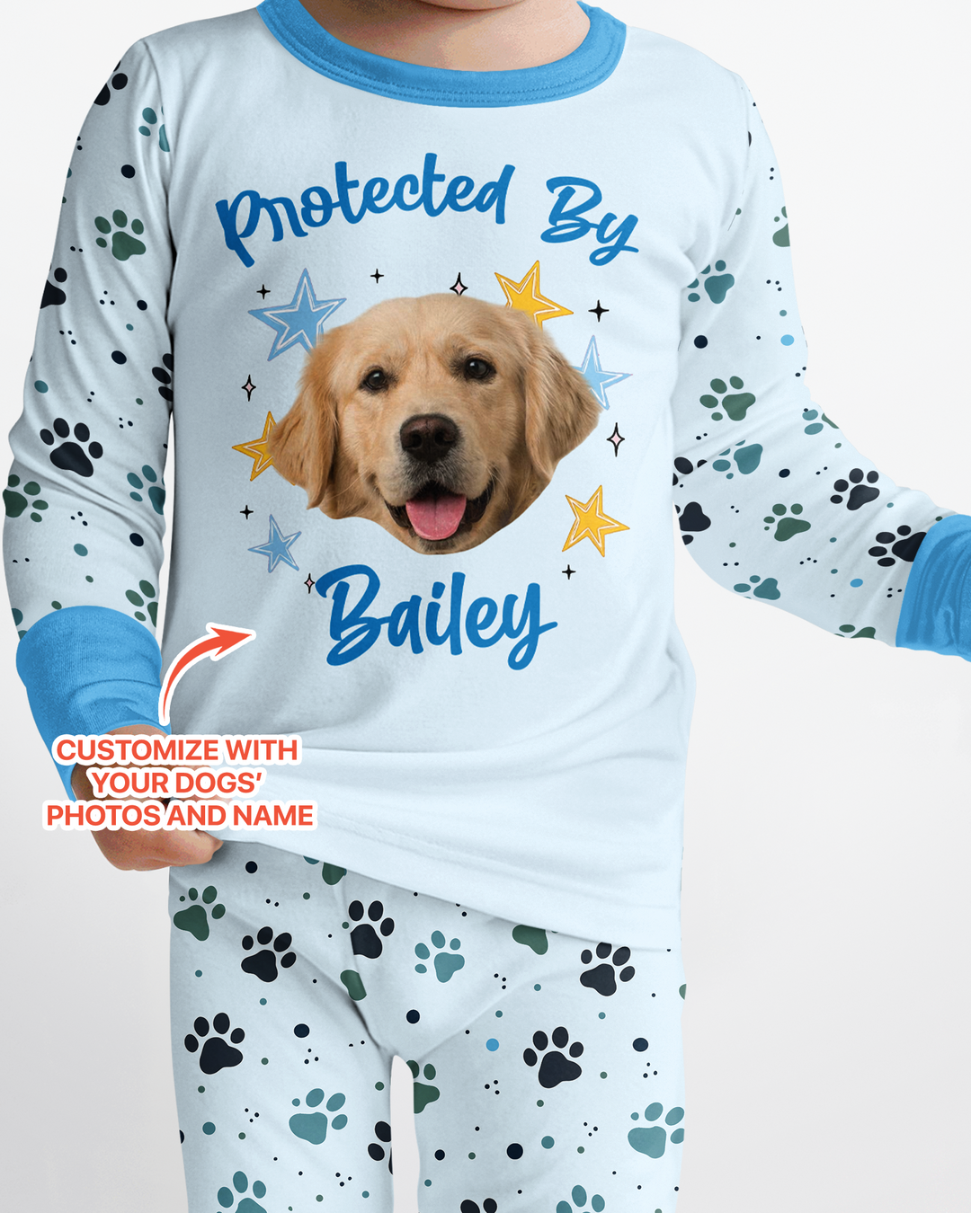 Cute Pet Photo Bamboo Two Piece Long Sleeve Pajama Set