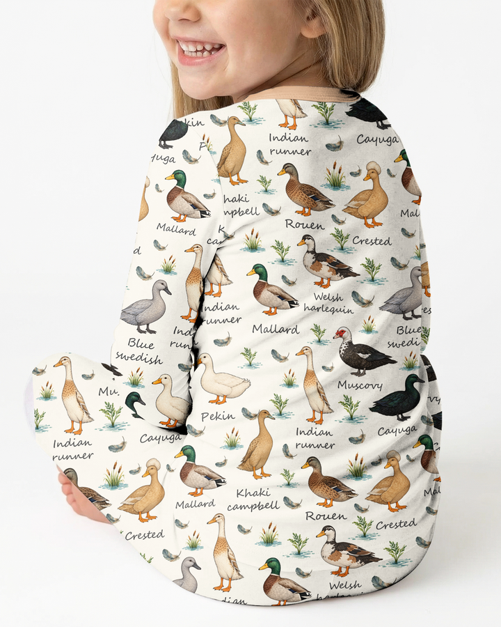 Farm Duck Species Bamboo Two Piece Long Sleeve Pajama Set