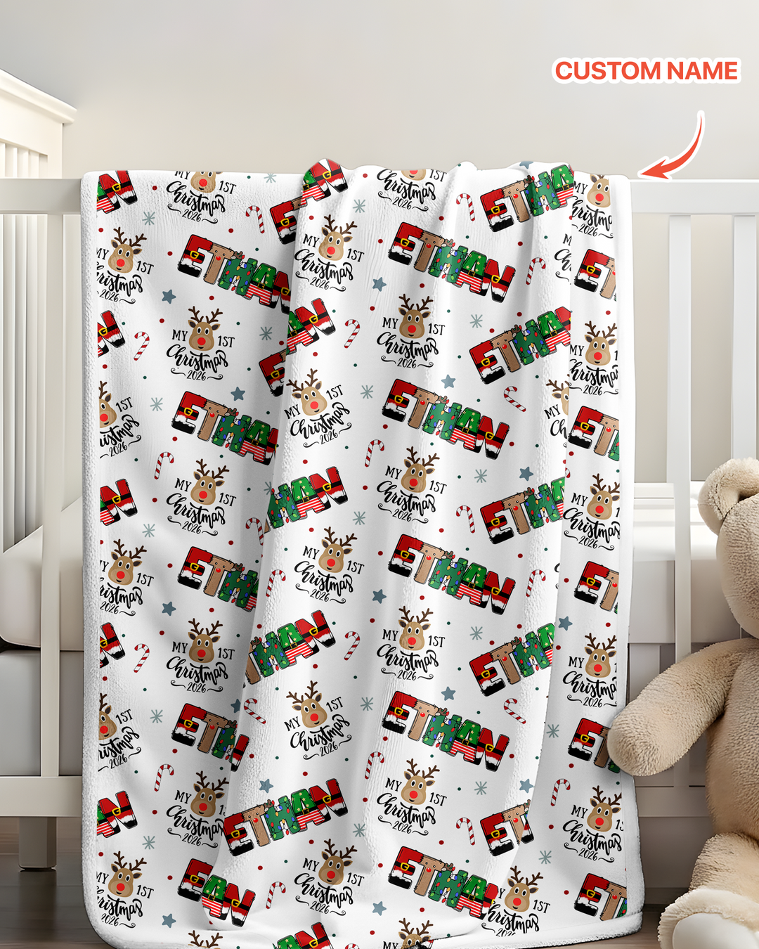 Personalisierter Name „Mein erstes Weihnachten 2025“ – Bambusdecke (G)