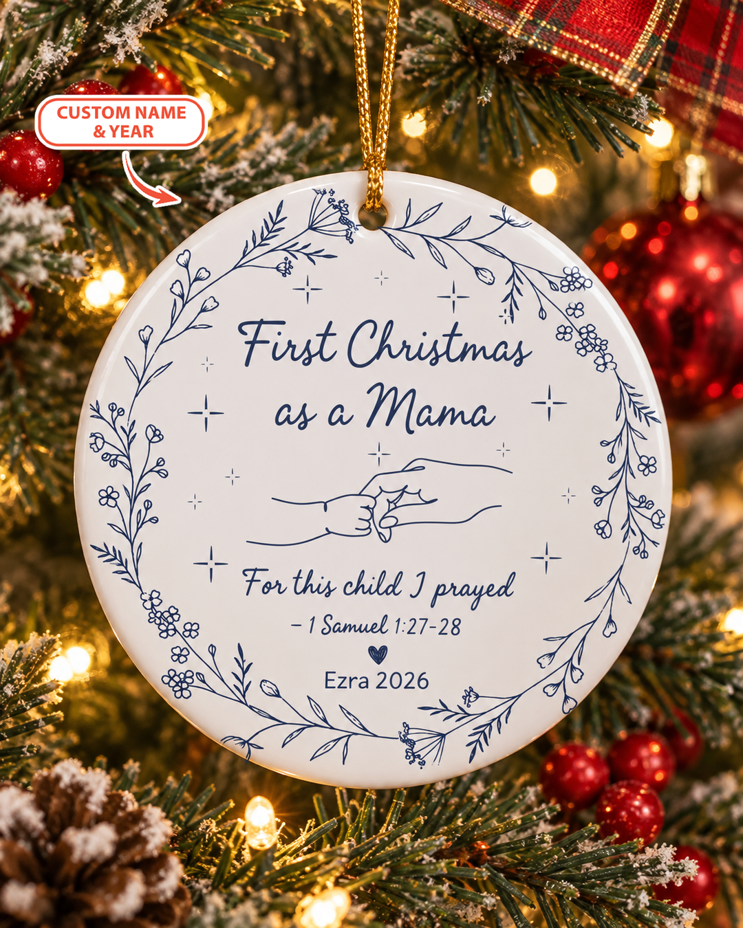 Christian First Christmas Mama Ceramic Ornament