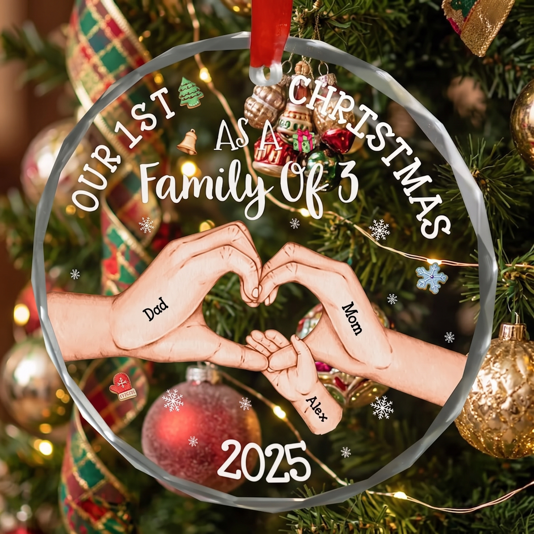 Our 1st Christmas As A Family Of 3 Glass Ornament