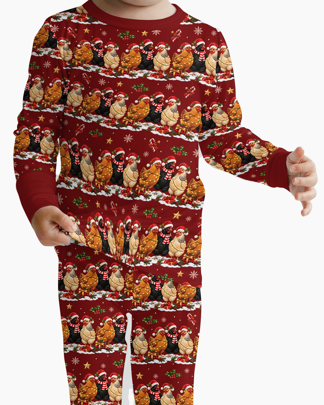 Farm Chicken Christmas Bamboo Two Piece Long Sleeve Pajama Set