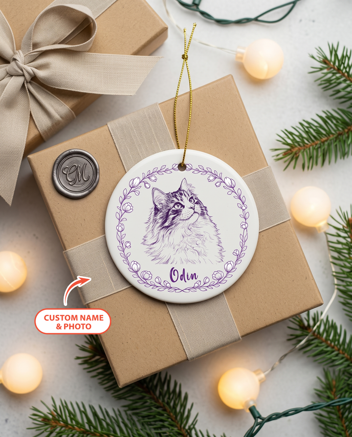Custom Pet Photo Chinoiserie Ceramic Ornament