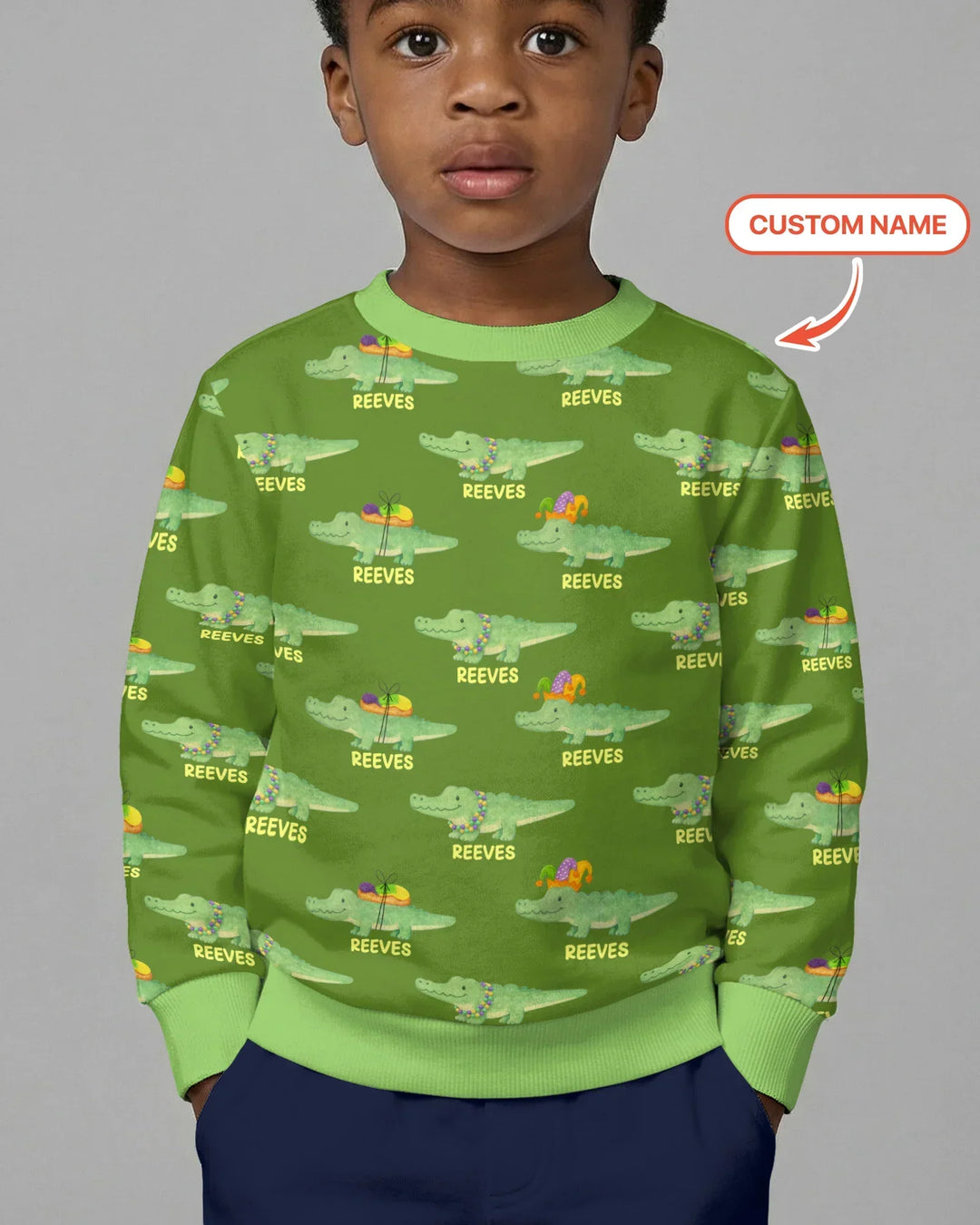 Personalisierbares Mardi Gras Gator Bambus Rundhalsshirt