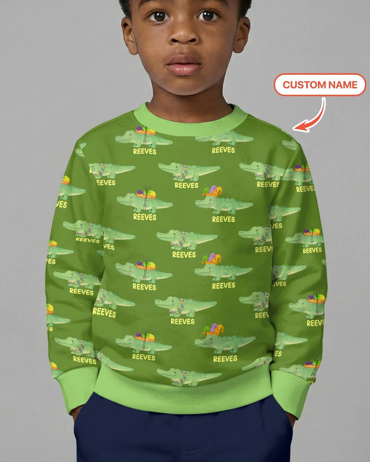 Personalisierbares Mardi Gras Gator Bambus Rundhalsshirt