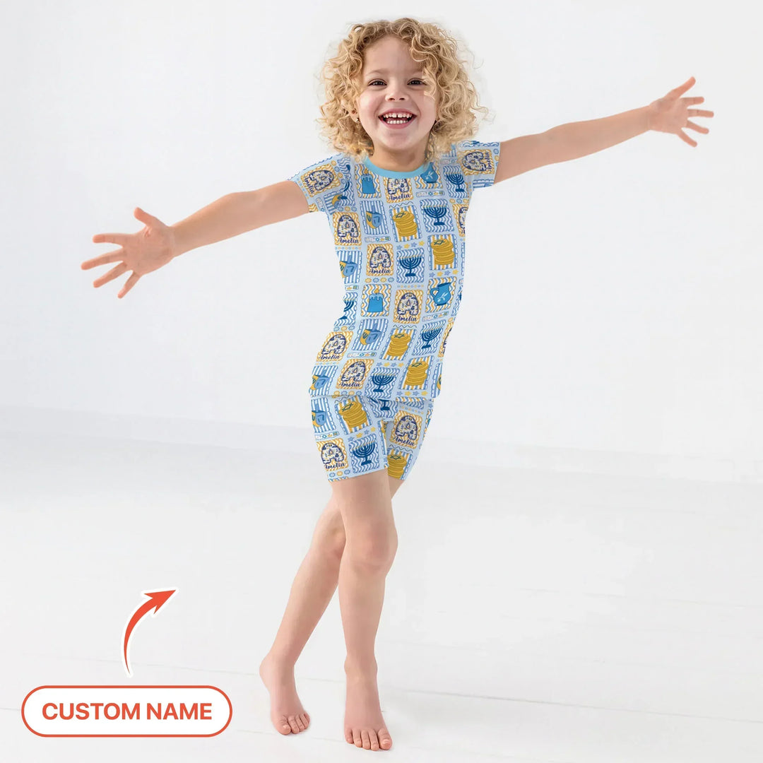 Zweiteiliges Pyjama-Set mit kurzen Ärmeln und Shorts im Sommer-Design