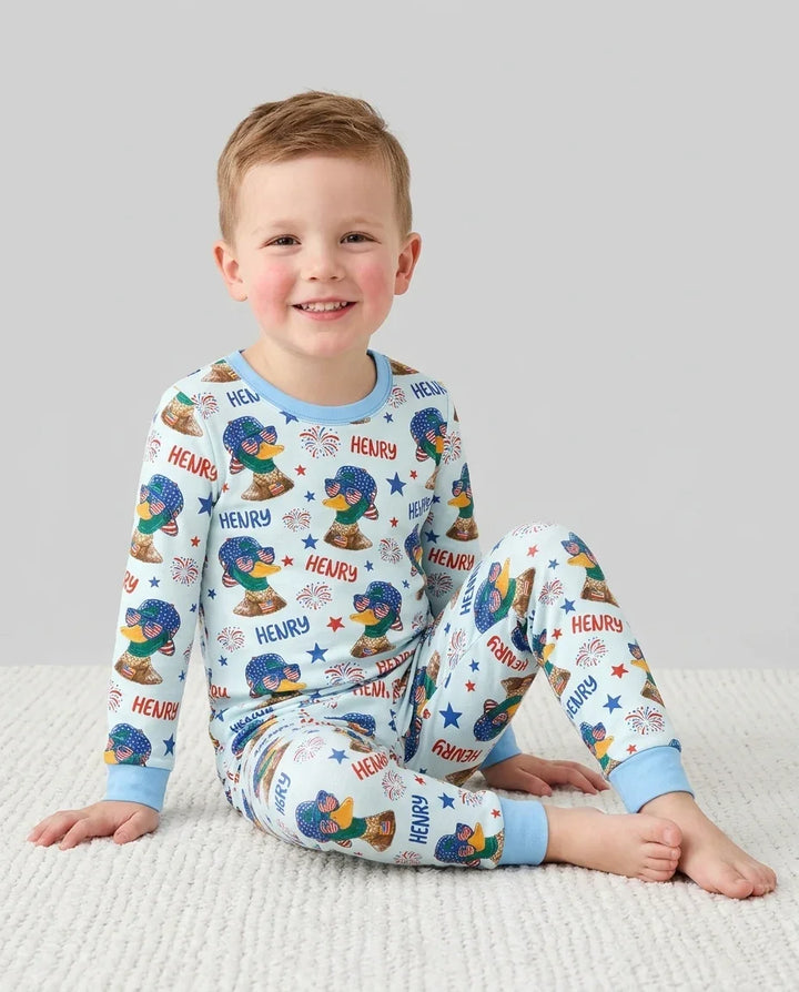 Zweiteiliges Langarm-Pyjama-Set mit Sommerfrüchten