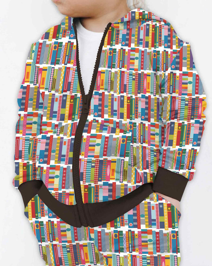 Rainbow Bookshelf Bamboo Zip Hoodie
