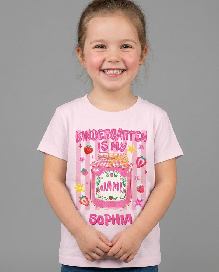 School Coquette Strawberry Custom Name Bamboo Crewneck T-Shirt