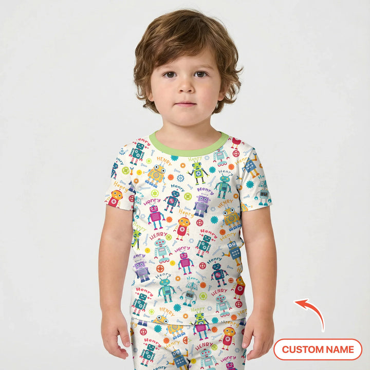 Zweiteiliges Pyjama-Set mit kurzen Ärmeln und Shorts im Sommer-Design
