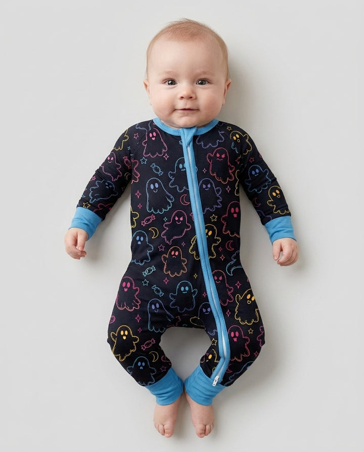 Halloween Colorful Neon Ghost Baby Boo  Bamboo Convertible Zippy