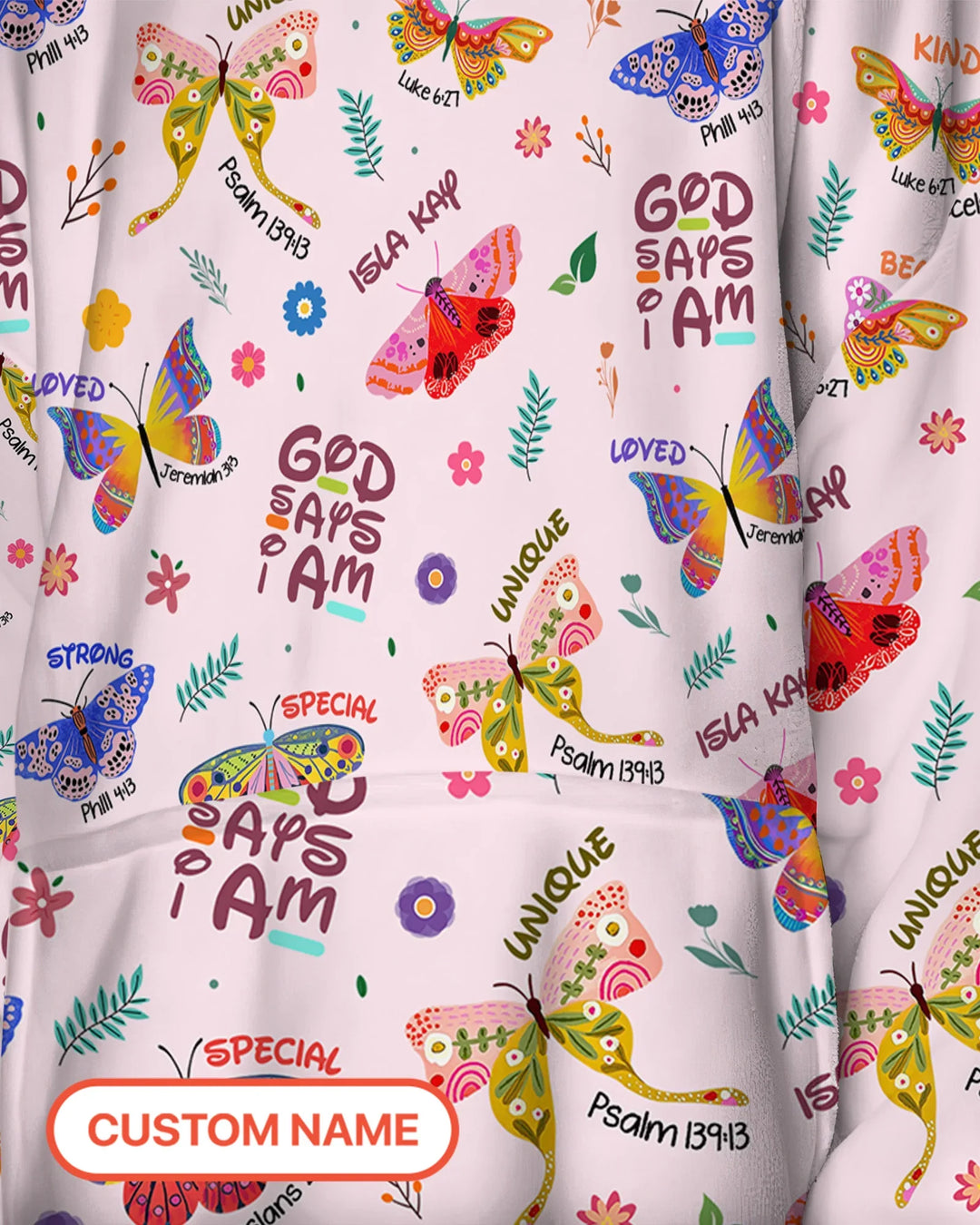Gott sagt, ich bin Schmetterling Bambus Deckenpullover