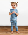 Hockey Dogs - Blue and Black Bamboo Two Piece Short Sleeve Pajama Set