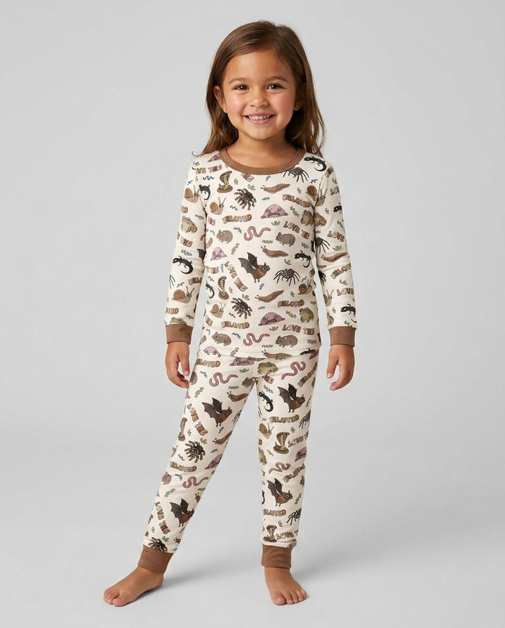 Zweiteiliges Langarm-Pyjama-Set mit Sommerfrüchten